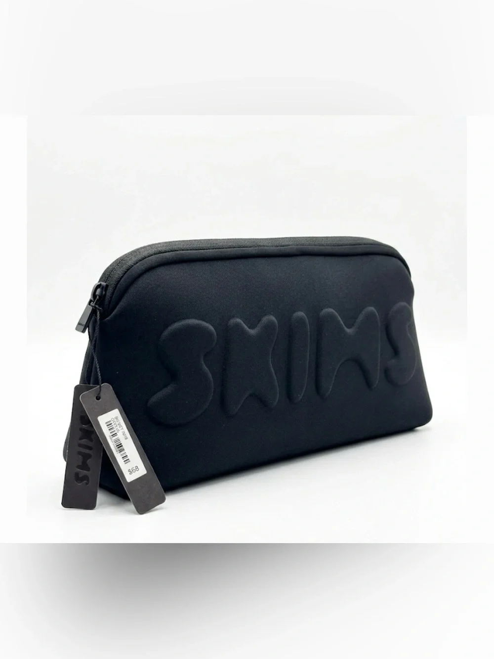 SKIMS Embossed Neoprene Zip Pouch Clutch in Onyx (Black) – NWT